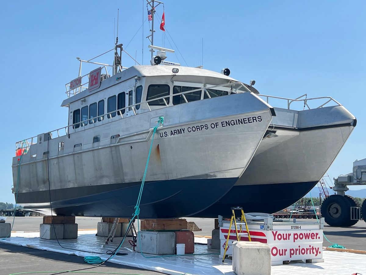 U.S. Army Corps of Engineers vessel ELTON dry-docked for maintenance