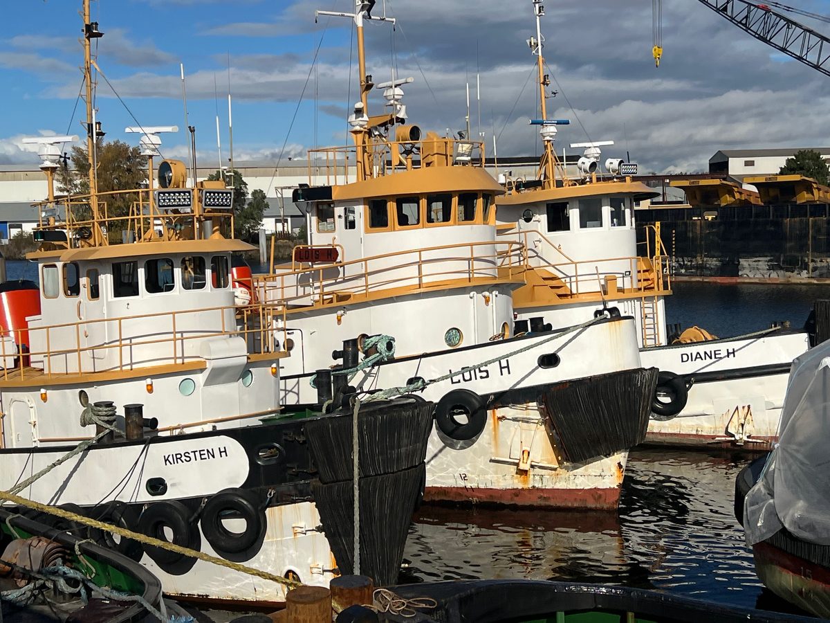 Tugboats Kirsten H, Lois H, and Diane H at the shipyard